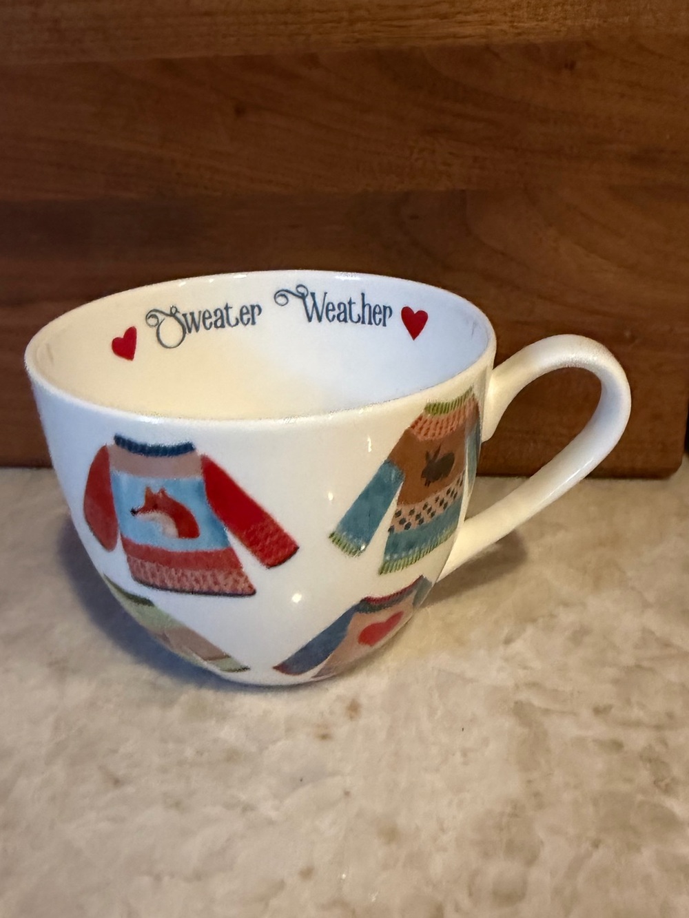 Harvest Green Studio bone China “sweater weather” mug
